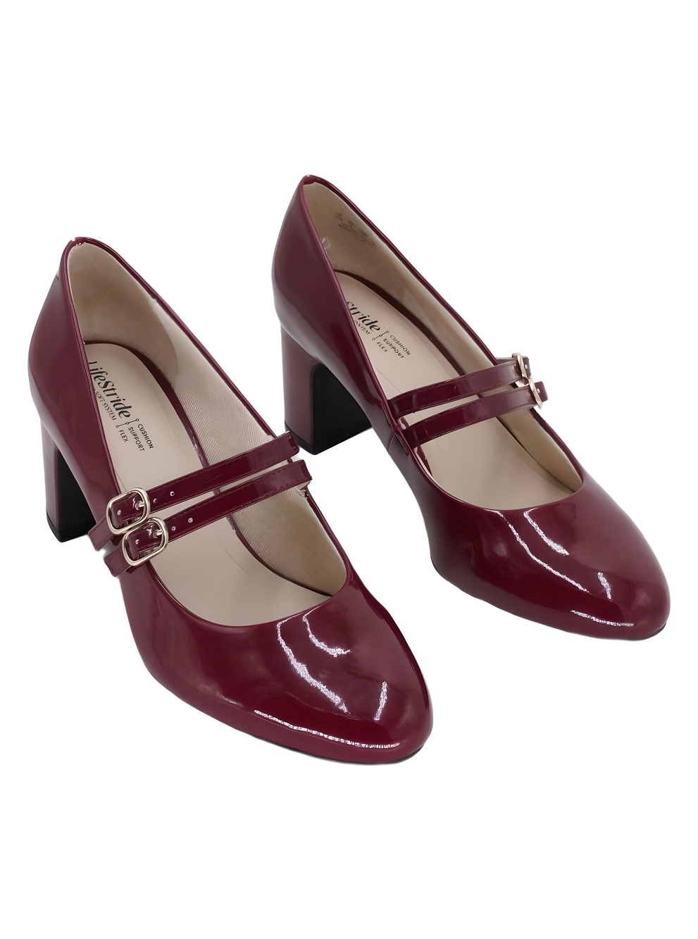 LifeStride True Dark Cherry Faux Patent Leather Mary Jane Pumps Size 10W